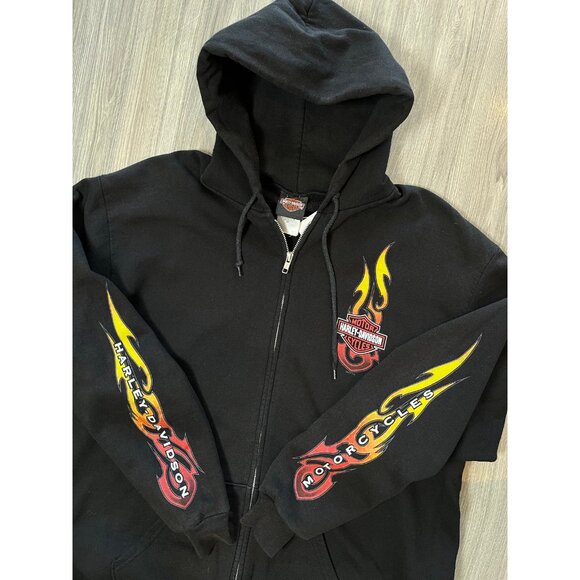 Vintage Harley Davidson Quebec Flames Zip Hoodie L - Picture 3 of 6